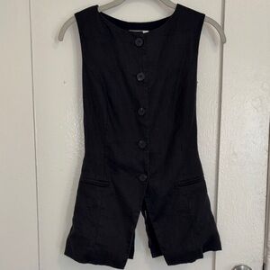DISSH Black Button-Front Linen vest top US 4 small